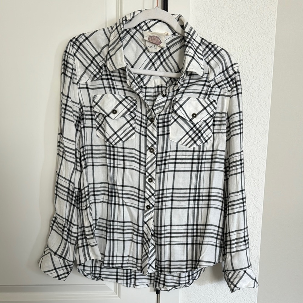 Black and White Button Down Shirt Classic Top